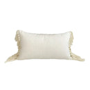 Boho style beige linen cushion cover with tassels living room decor by Decorbites