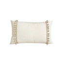 Boho style beige linen cushion cover with tassels living room decor by Decorbites