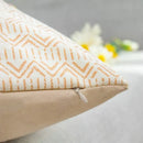 Boho style cotton embroidered pillow cover cream & mustard living room by Decorbites