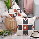 Boho style embroidered pillow cover cream & rust living room decor by Decorbites