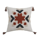 Boho style embroidered pillow cover cream & rust living room decor by Decorbites