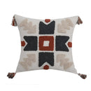 Boho style embroidered pillow cover cream & rust living room decor by Decorbites