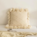 Boho style ivory & pastel cushion cover living room tassel pillow by Decorbites
