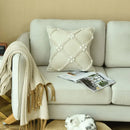 Boho style ivory pom pom cushion cover living room decor by Decorbites