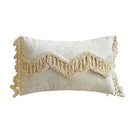 Boho style tufted cream cotton cushion cover for living room sofa by Decorbites