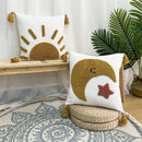 Boho sun and moon embroidered decorative pillowcases 45x45 bedroom by Decorbites