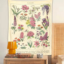 Boho tapestry wall hanging beige botanical bedroom decor by Decorbites