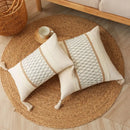 Boho tassel cushion cover beige & gray living room woven pillowcase by Decorbites