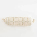 Boho tassel cushion cover cream textured diamond living room decor by Decorbites