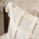 Boho tassel cushion cover cream textured diamond living room decor by Decorbites