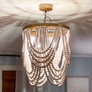 GobekUsa Boho Wooden Beaded Chandelier Lamp for Kitchen/Dining Room/Hallway/Foyer