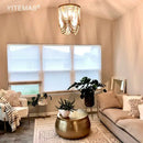 GobekUsa Boho Wooden Beaded Chandelier Lamp for Kitchen/Dining Room/Hallway/Foyer