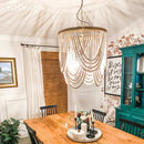 GobekUsa Boho Wooden Beaded Chandelier Lamp for Kitchen/Dining Room/Hallway/Foyer
