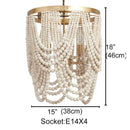 GobekUsa Boho Wooden Beaded Chandelier Lamp for Kitchen/Dining Room/Hallway/Foyer