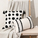 Boho tufted beige & white pillow cover living room tassel decor by Decorbites