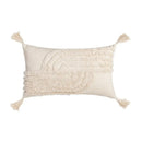 Boho tufted beige & white pillow cover living room tassel decor by Decorbites