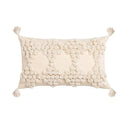 Boho tufted beige & white pillow cover living room tassel decor by Decorbites