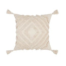 Boho tufted beige & white pillow cover living room tassel decor by Decorbites