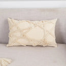 Boho tufted beige & white pillow cover living room tassel decor by Decorbites