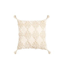 Boho tufted beige & white pillow cover living room tassel decor by Decorbites