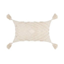 Boho tufted beige & white pillow cover living room tassel decor by Decorbites