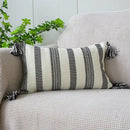 Boho tufted fringed black & white pillowcase living room decor by Decorbites