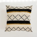 Boho tufted geometric black & white pillow cover living room tassels by Decorbites