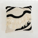 Boho tufted geometric black & white pillow cover living room tassels by Decorbites