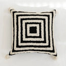 Boho tufted geometric black & white pillow cover living room tassels by Decorbites