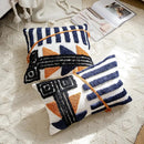 Boho tufted pillow cover navy & burnt orange living room decor by Decorbites