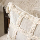 Boho tufted tassel cushion cover cream woven living room pillow by Decorbites