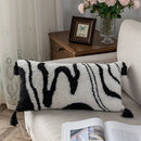 Boho white & black abstract eye pillow cover living room decor by Decorbites