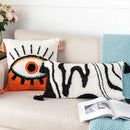 Boho white & black abstract eye pillow cover living room decor by Decorbites