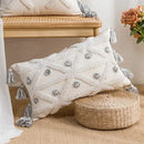 Boho white & gray tufted cushion cover living room throw pillow by Decorbites