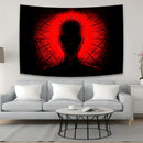Boho white & red jack-o-lantern wall tapestry bedroom horror movie decor by Decorbites