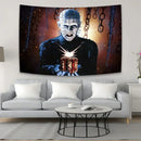 Boho white & red jack-o-lantern wall tapestry bedroom horror movie decor by Decorbites
