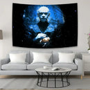 Boho white & red jack-o-lantern wall tapestry bedroom horror movie decor by Decorbites