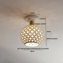 GobekUsa Copper Wood LED Ceiling Lamp Ceramic Modern Ceiling Lights for Home Decor