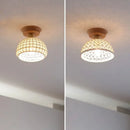 GobekUsa Copper Wood LED Ceiling Lamp Ceramic Modern Ceiling Lights for Home Decor
