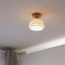 GobekUsa Copper Wood LED Ceiling Lamp Ceramic Modern Ceiling Lights for Home Decor