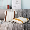 Boho woven tassel pillow case living room textured throw cushion by Decorbites