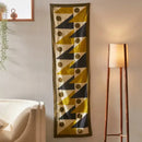 Boho yellow & black celestial geometry tapestry bedroom silk scarf by Decorbites
