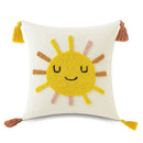 Boho yellow rainbow star moon pillow cover bedroom decor with tassels by Decorbites