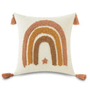 Boho yellow rainbow star moon pillow cover bedroom decor with tassels by Decorbites