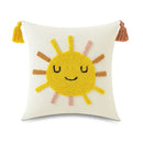 Boho yellow rainbow star moon pillow cover bedroom decor with tassels by Decorbites