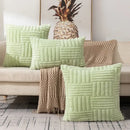 Boho yellow textured plush throw pillow covers living room decor by Decorbites