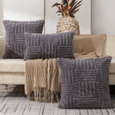 Boho yellow textured plush throw pillow covers living room decor by Decorbites