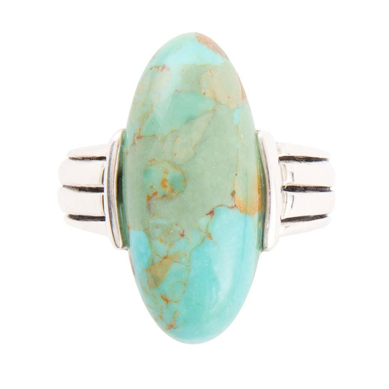 Bold Green Turquoise and Sterling Silver Ring