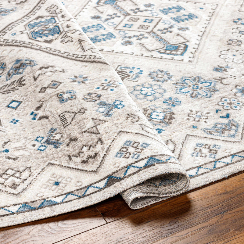 Meja Cream & Blue Washable Area Rug - Clearance