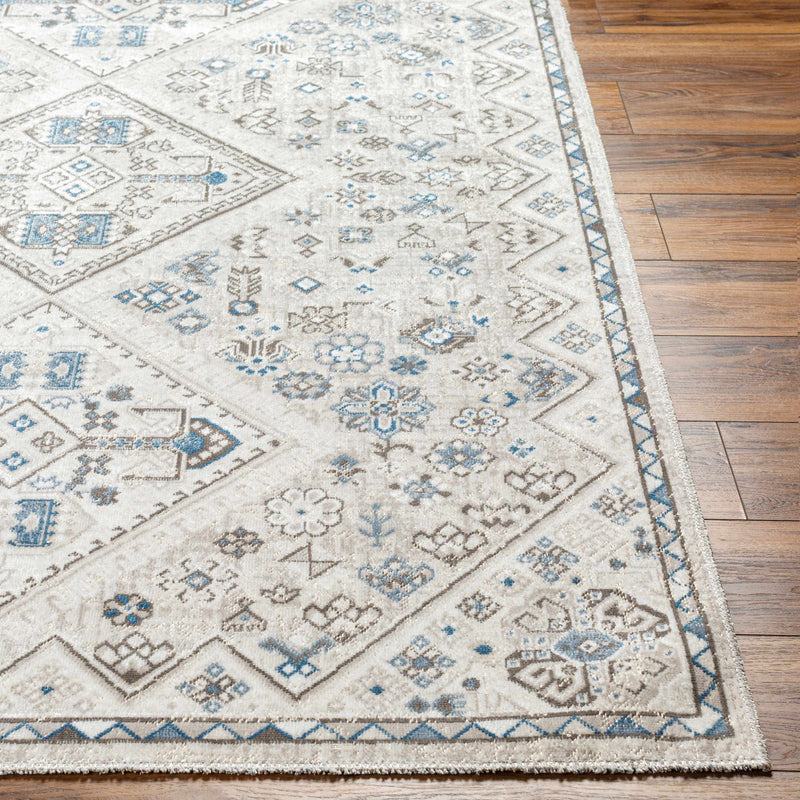 Meja Cream & Blue Washable Area Rug - Clearance